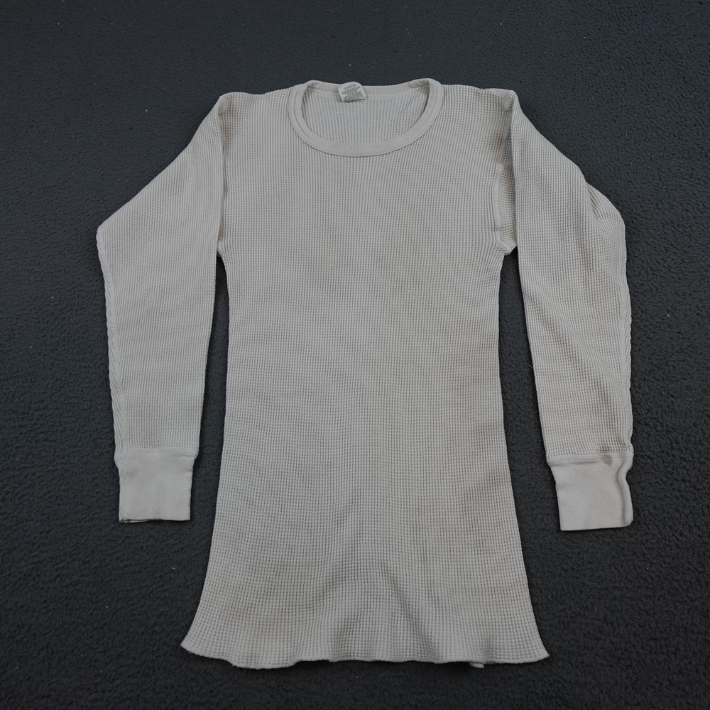 Vintage Morgan Mills Thermal Shirt Mens XL White Waffle Knit Made USA Base Layer